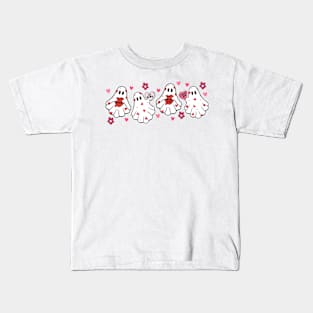 Retro Valentines Day Cute Ghost Boo Spooky Womens Girls Kids Kids T-Shirt